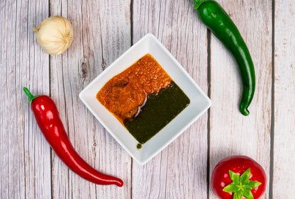 Fufu with ewedu soup and red stew