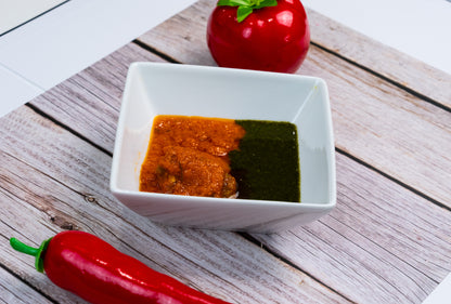 Fufu with ewedu soup and red stew